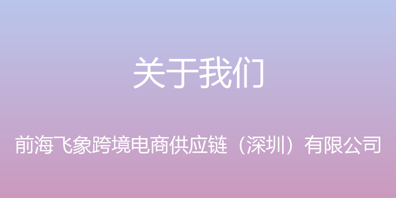 关于我们 - 前海飞象跨境电商供应链（深圳）有限公司