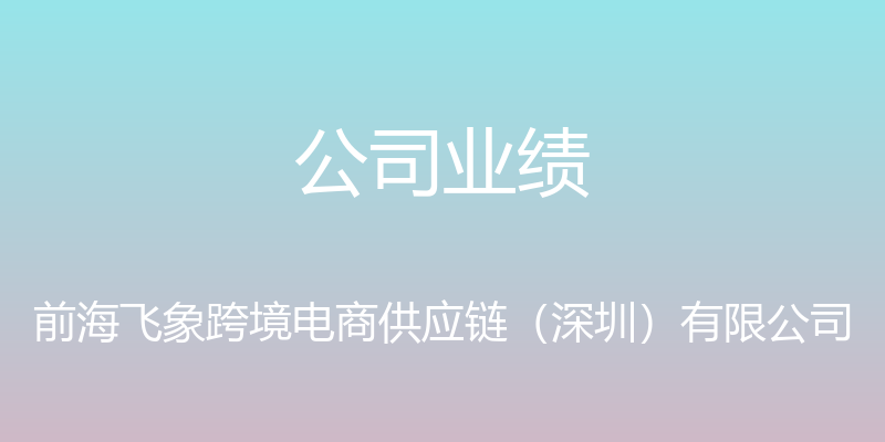 公司业绩 - 前海飞象跨境电商供应链（深圳）有限公司