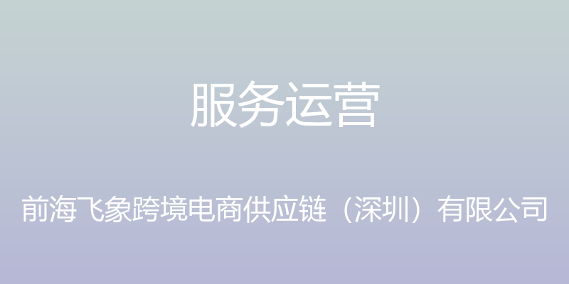 服务运营 - 前海飞象跨境电商供应链（深圳）有限公司